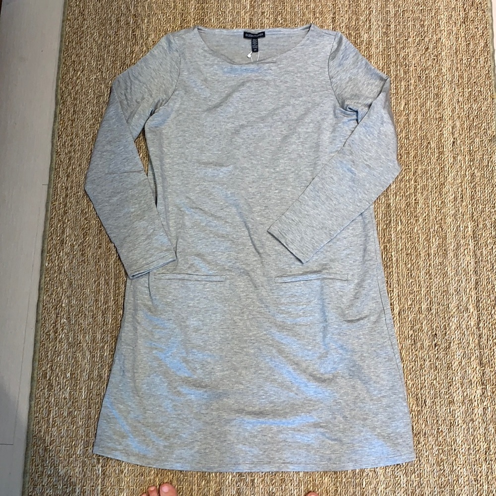Eileen Fischer long sleeve gray dress, small